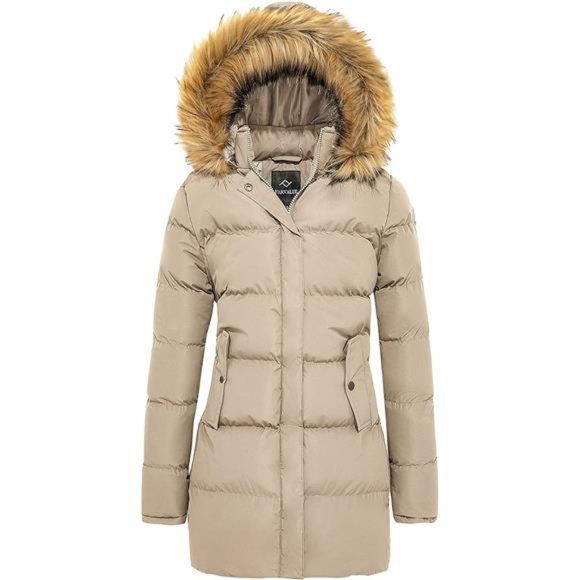Women's Winter Coat Thicken Puffer Coat Warm Jacket with Removable Fur Hood